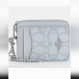 NWT! Coach Zip Card Case In Sketch Signature Canvas